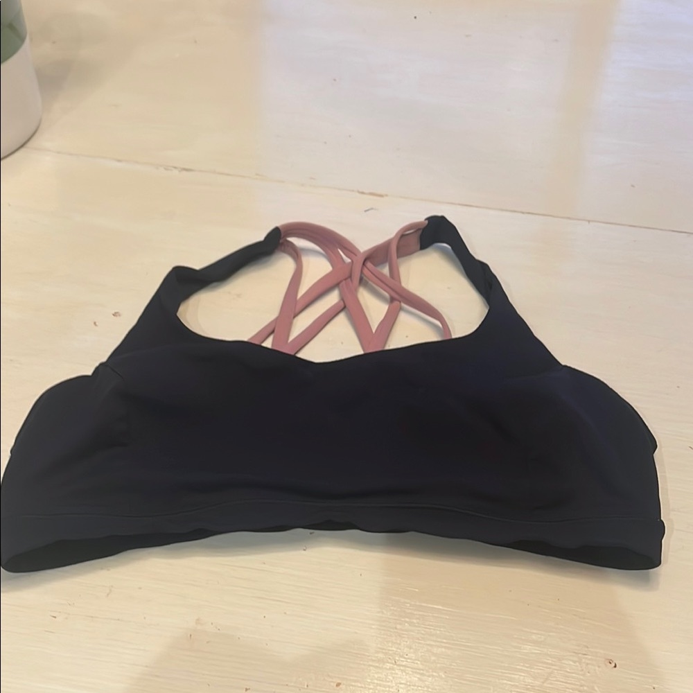 Lululemon Athletica Black and Pink Strappy Sports Bra